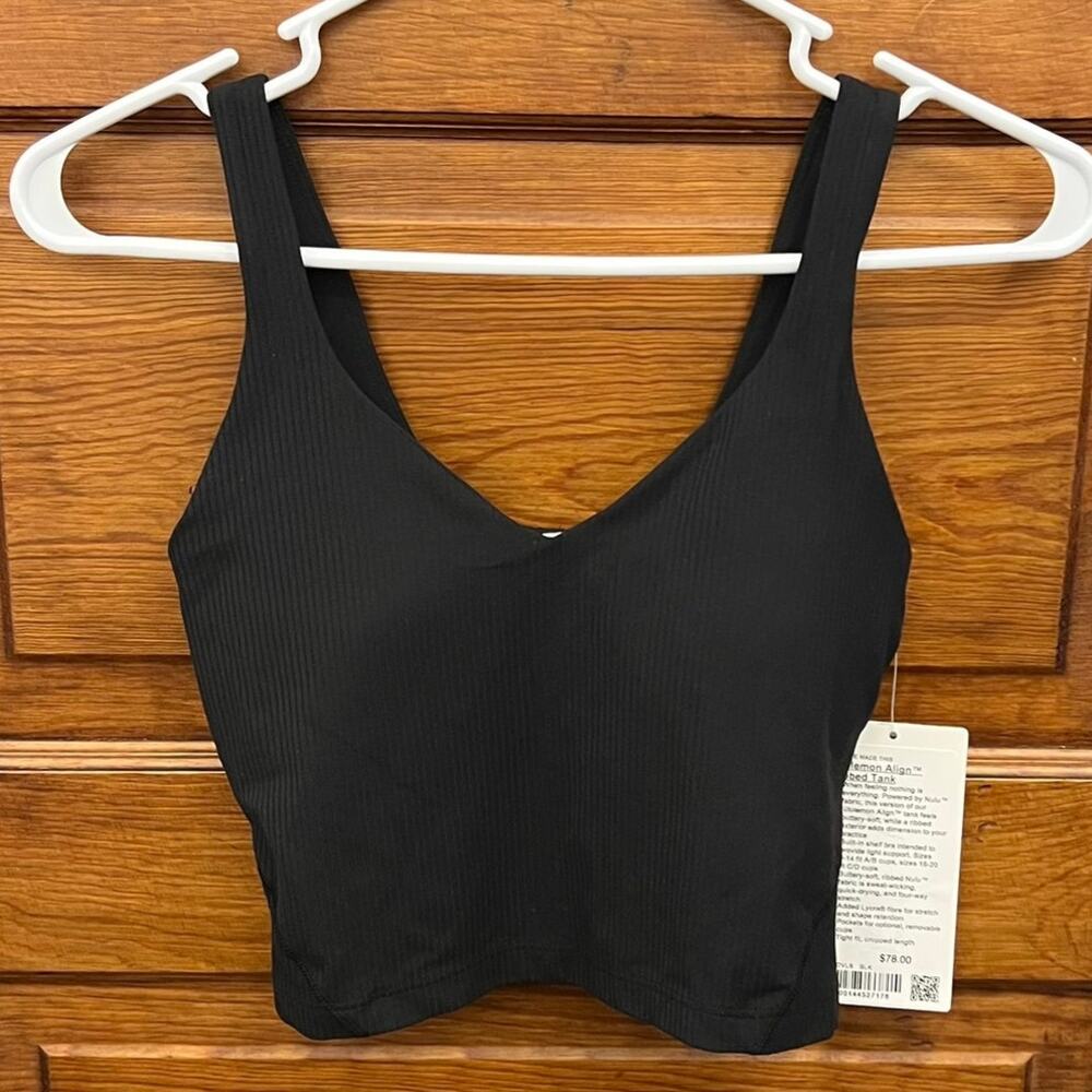 Lululemon Align Ribbed Tank Top Black sz 4 $78 NWT's Women's Activewear LW1DVLS
